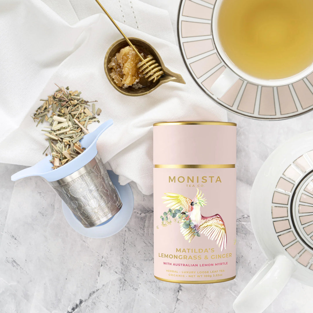 Monista Tea Co. // Floral Tea Infuser Basket (Light Blue)