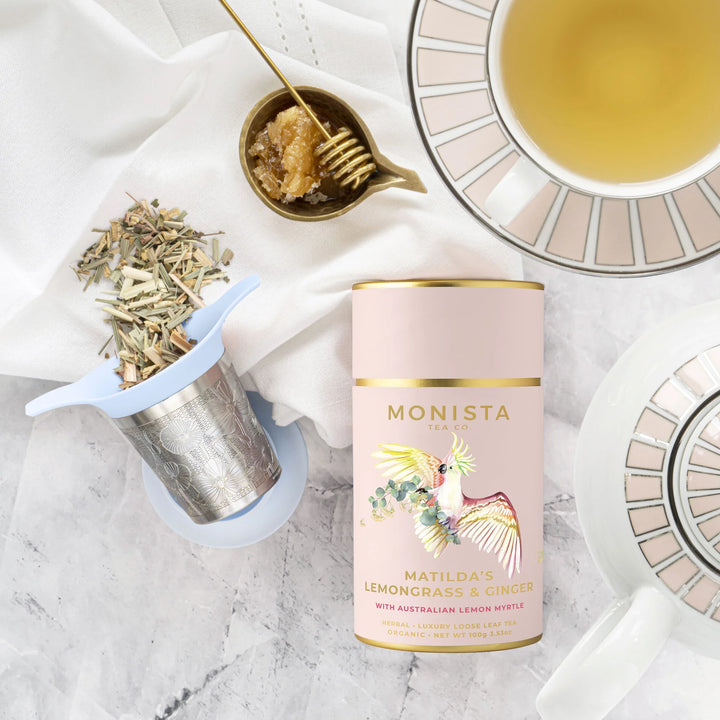 Monista Tea Co. // Floral Tea Infuser Basket (Light Blue)