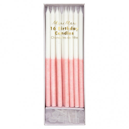 Meri Meri // Pale Pink Glitter Dipped Candles