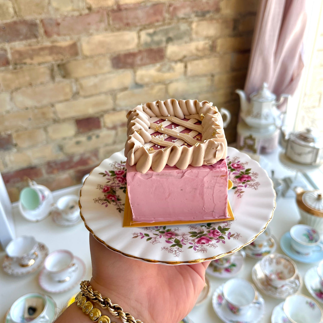 3" Seasonal Buttercream Tea Cake // Sour Cherry Rhubarb